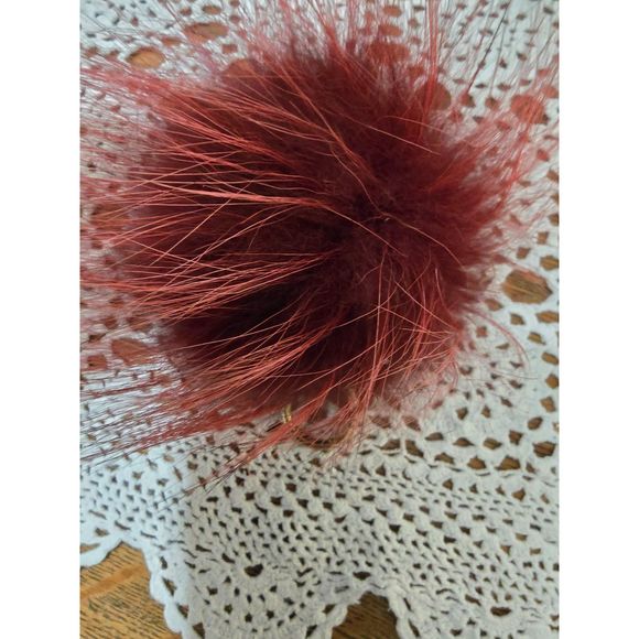 Michael Kors Fur Pop-pom Keychain Bag Charm Red Black Fuzzy Purse Clip Logo Tag - Picture 2 of 3